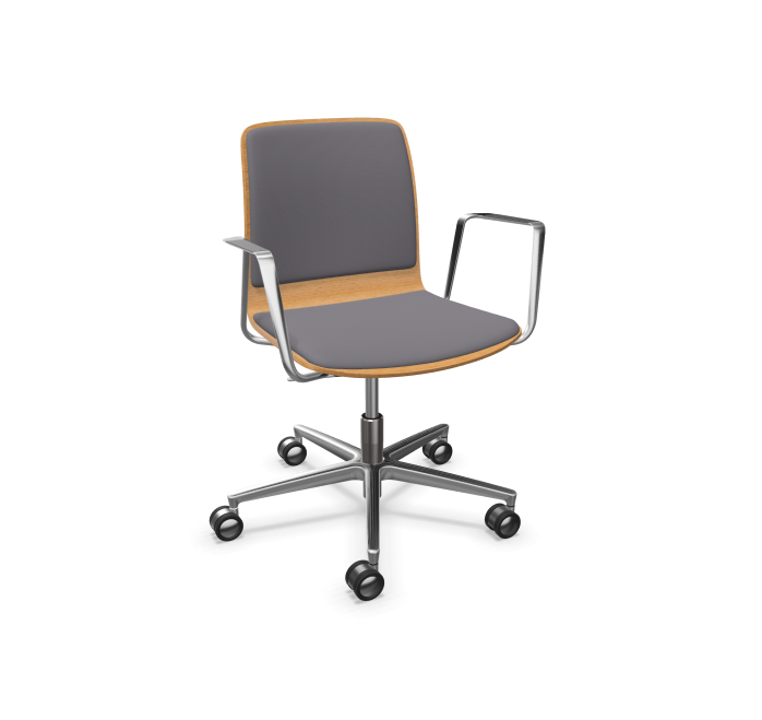 Fiore Wood Conference Armchair 4 with Front Upholstery