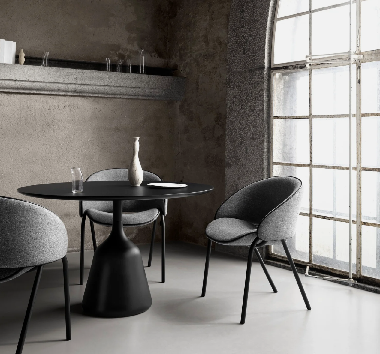 Folium Dining Chair with Leather Piping