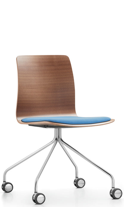 Fiore Wood Conference Armchair 3 with Seat Upholstery