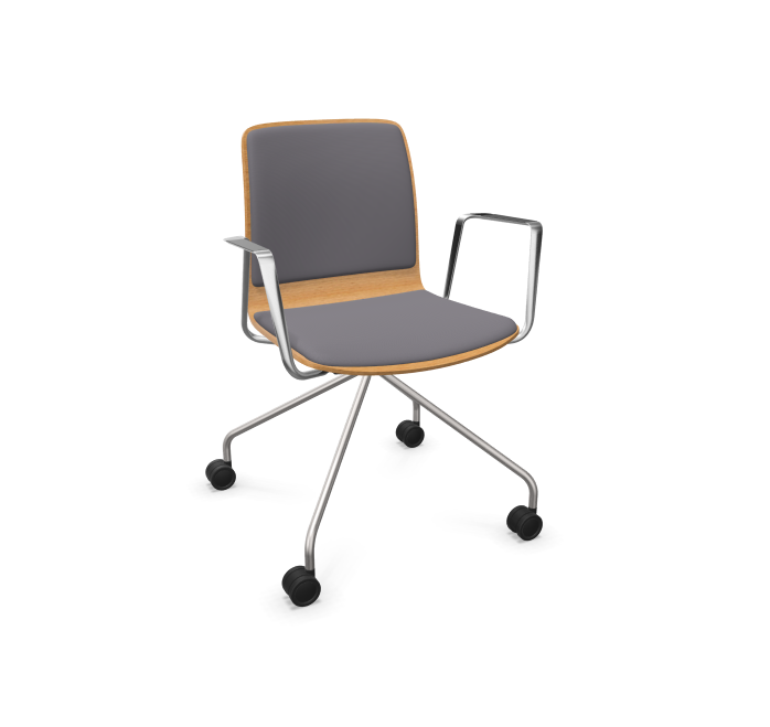 Fiore Wood Conference Armchair 3 with Front Upholstery