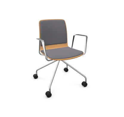 Fiore Wood Conference Armchair 3 with Front Upholstery