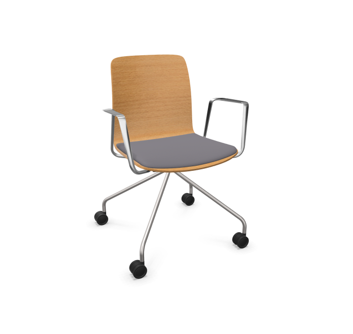 Fiore Wood Conference Armchair 3 with Seat Upholstery