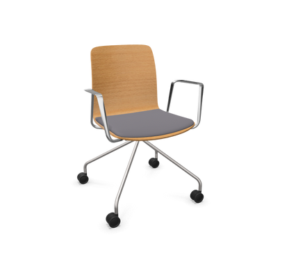 Fiore Wood Conference Armchair 3 with Seat Upholstery