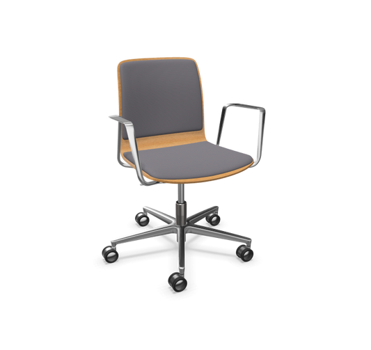 Fiore Wood Conference Armchair 4 with Front Upholstery