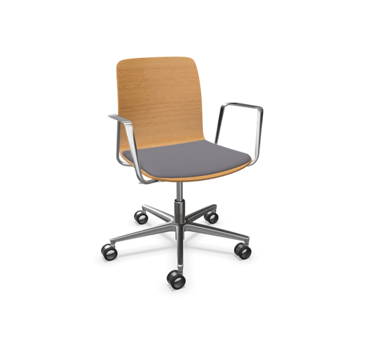 Fiore Wood Conference Armchair 4 with Seat Upholstery