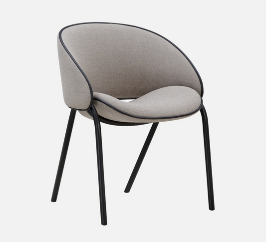Folium Dining Chair with Leather Piping