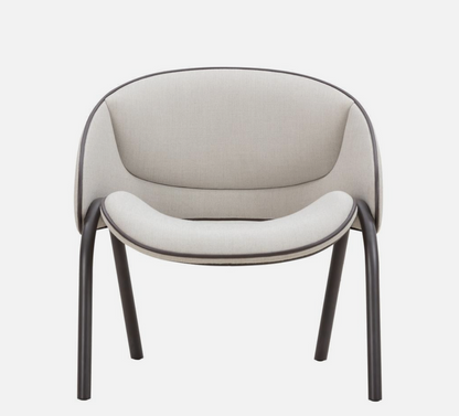 Folium Lounge Chair with Leather Pipping